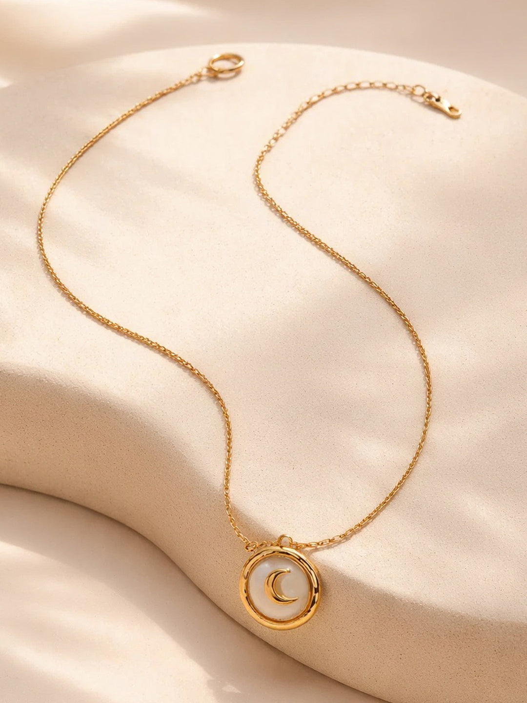 Demi Fine 18K Gold Plated Stainless steel Moon Coin Pendant Charm Necklace Length - 21 cm