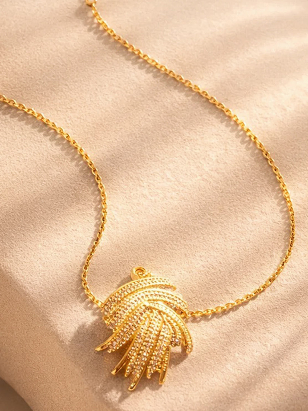 Demi Fine 18K Gold Plated Stainless steel Wave Curve Design Pendant Necklace Length - 23.6 cm