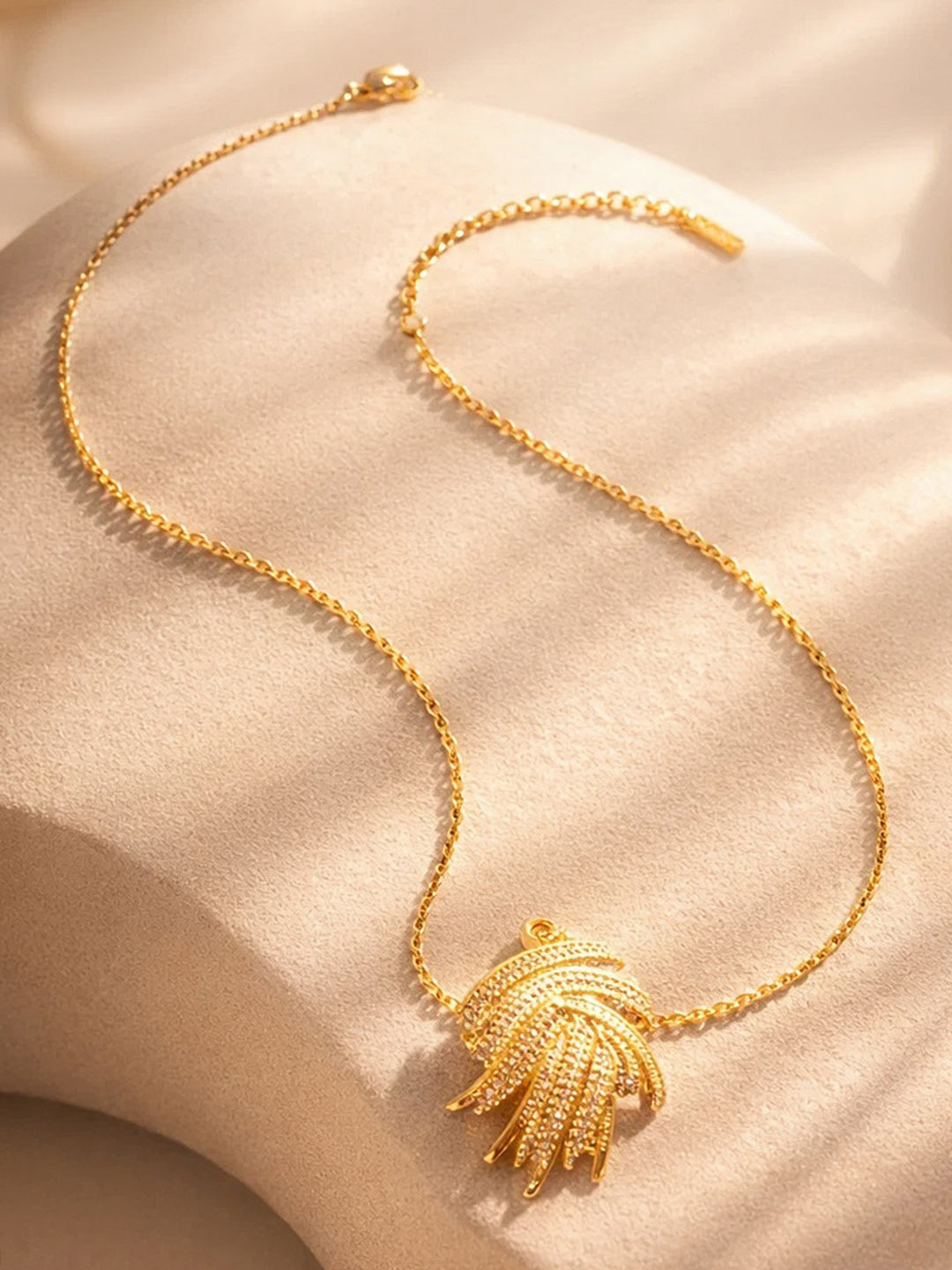 Demi Fine 18K Gold Plated Stainless steel Wave Curve Design Pendant Necklace Length - 23.6 cm