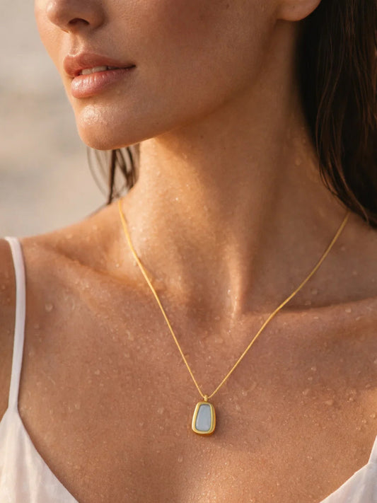 Demi Fine 18K Gold Plated Stainless steel Irregular Enamel Pendant Necklace Length - 22.4 cm