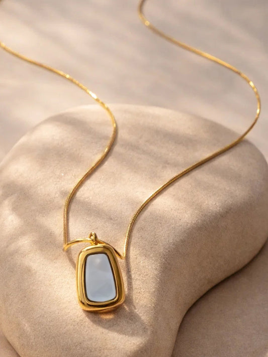 Demi Fine 18K Gold Plated Stainless steel Irregular Enamel Pendant Necklace Length - 22.4 cm