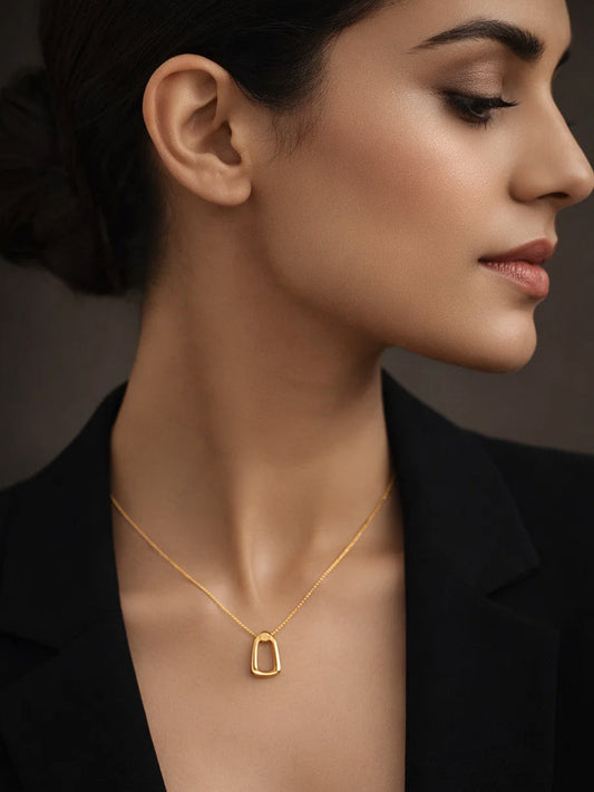Demi Fine 18K Gold Plated Stainless steel Hollow Pendant Chain Necklace Length - 22 cm