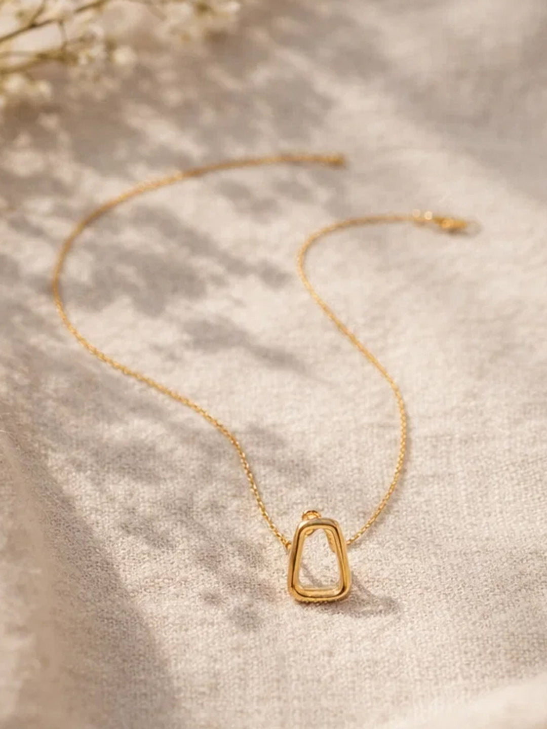 Demi Fine 18K Gold Plated Stainless steel Hollow Pendant Chain Necklace Length - 22 cm