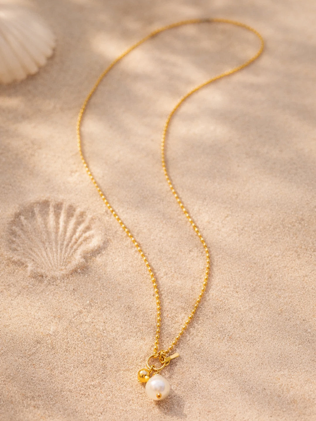 Demi Fine 18K Gold Plated Stainless steel Pearl Drop Toggle Chain Necklace Length - 22.5 cm