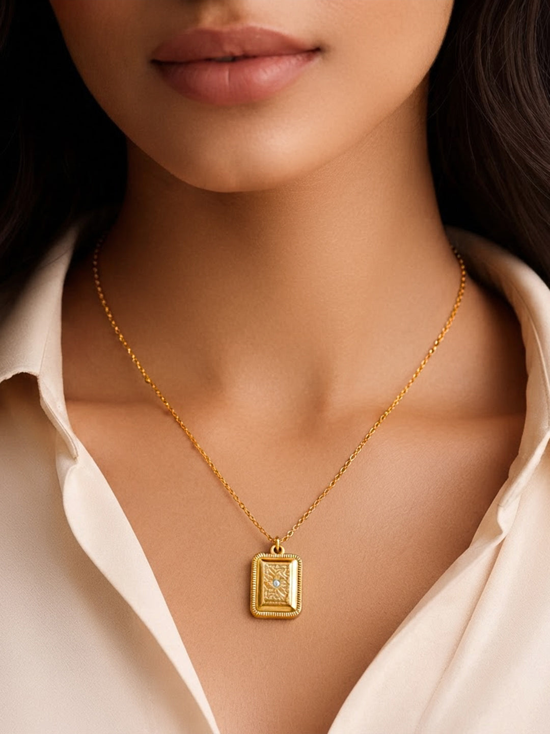 Demi Fine 18K Gold Plated Stainless steel Minimal Pendant Chain Necklace Length - 21.5 cm