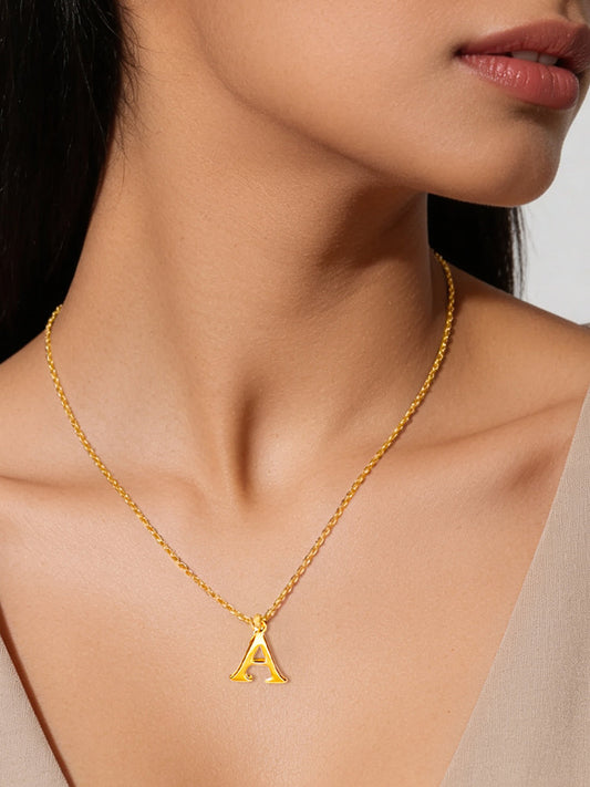Demi Fine 18K Gold Plated Stainless steel Signature A Pendant Necklace Length - 24.4 cm