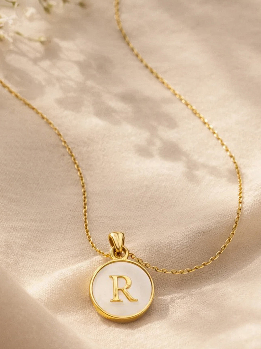 Demi Fine 18K Gold Plated Stainless steel Minimal R Pendant Necklace Length - 26 cm