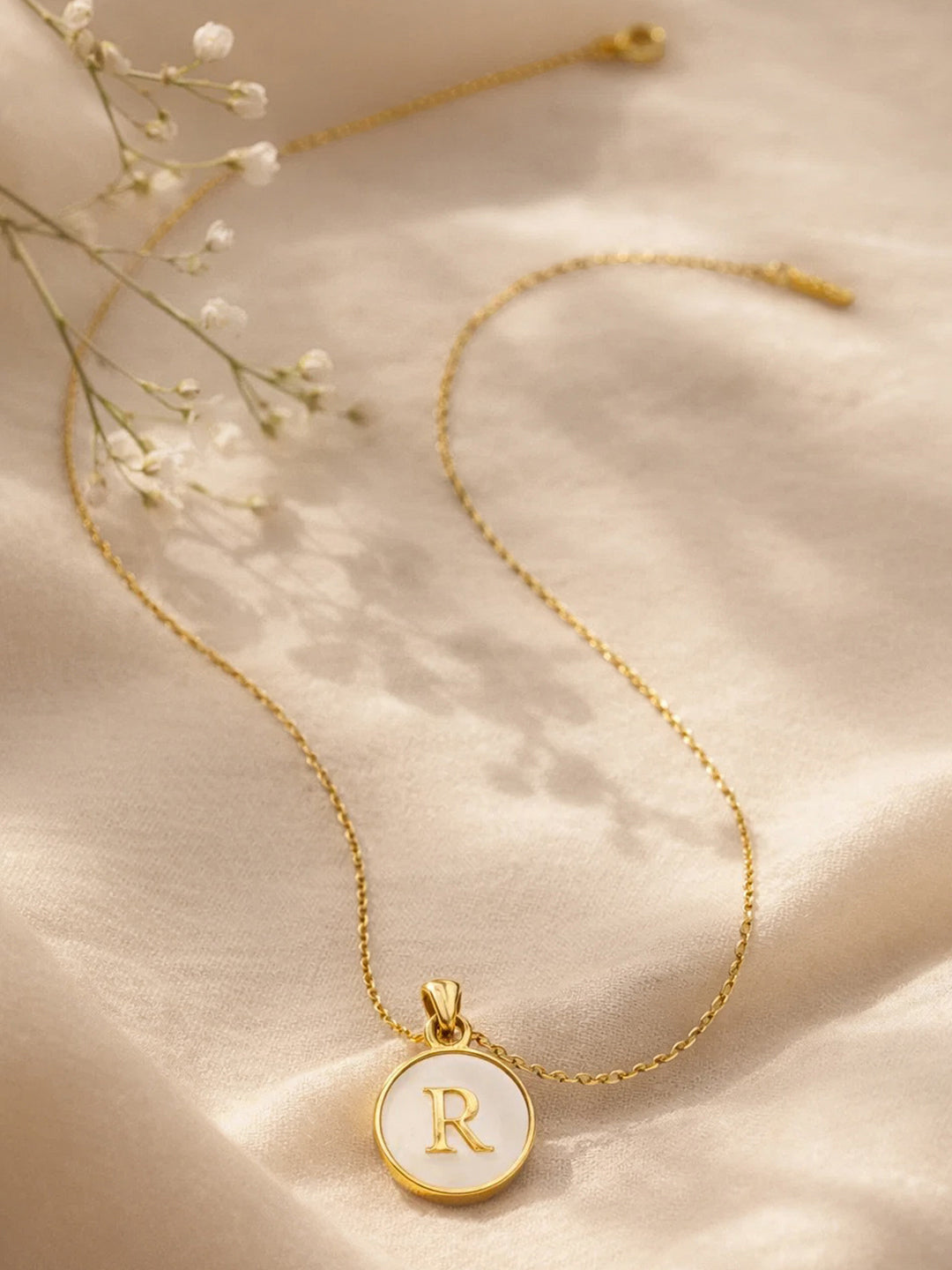 Demi Fine 18K Gold Plated Stainless steel Minimal R Pendant Necklace Length - 26 cm