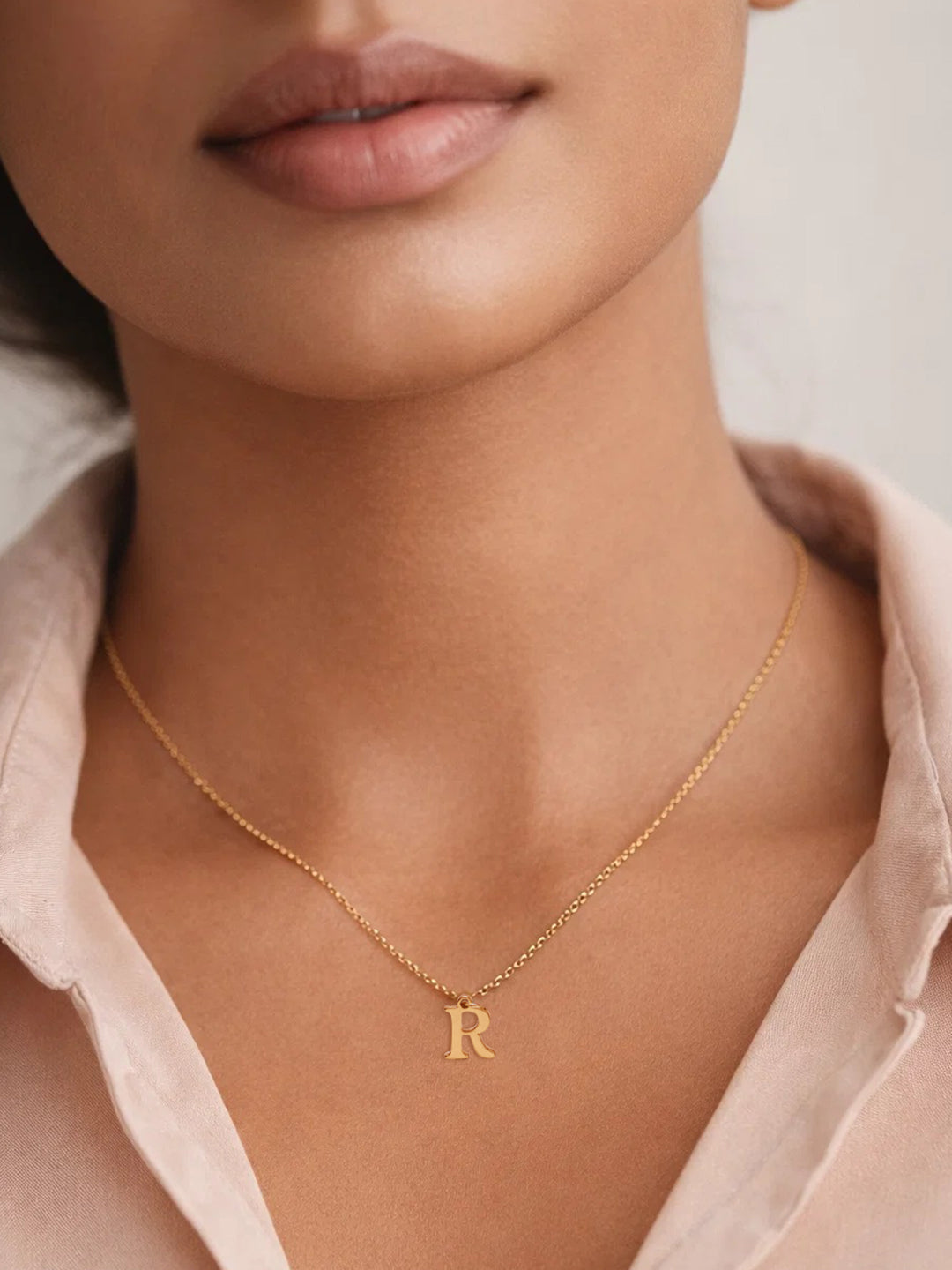 Demi Fine 18K Gold Plated Stainless steel Signature R Pendant Necklace Length - 24.4 cm