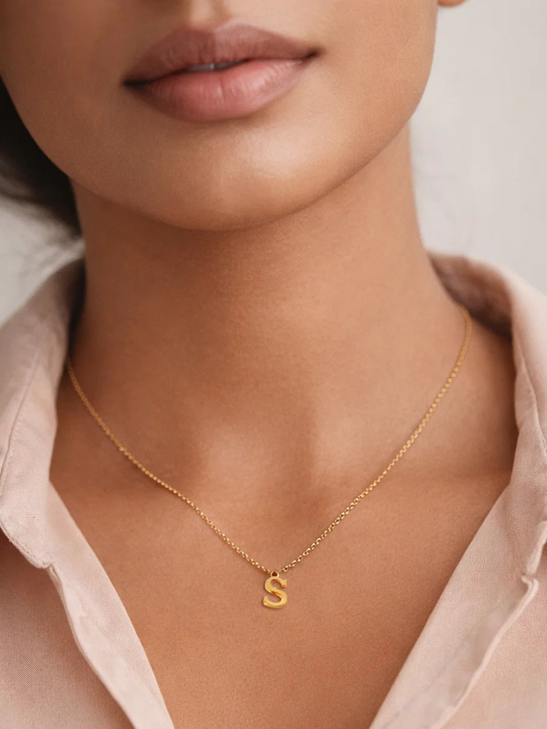 Demi Fine 18K Gold Plated Stainless steel Signature S Pendant Necklace Length - 24.4 cm