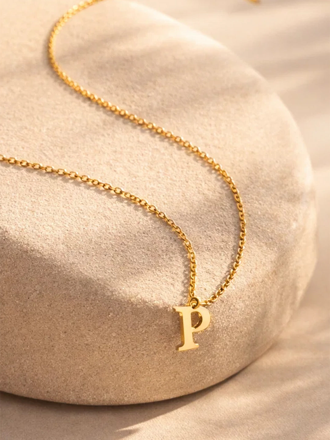 Demi Fine 18K Gold Plated Stainless steel Signature P Pendant Necklace Length - 24.5 cm