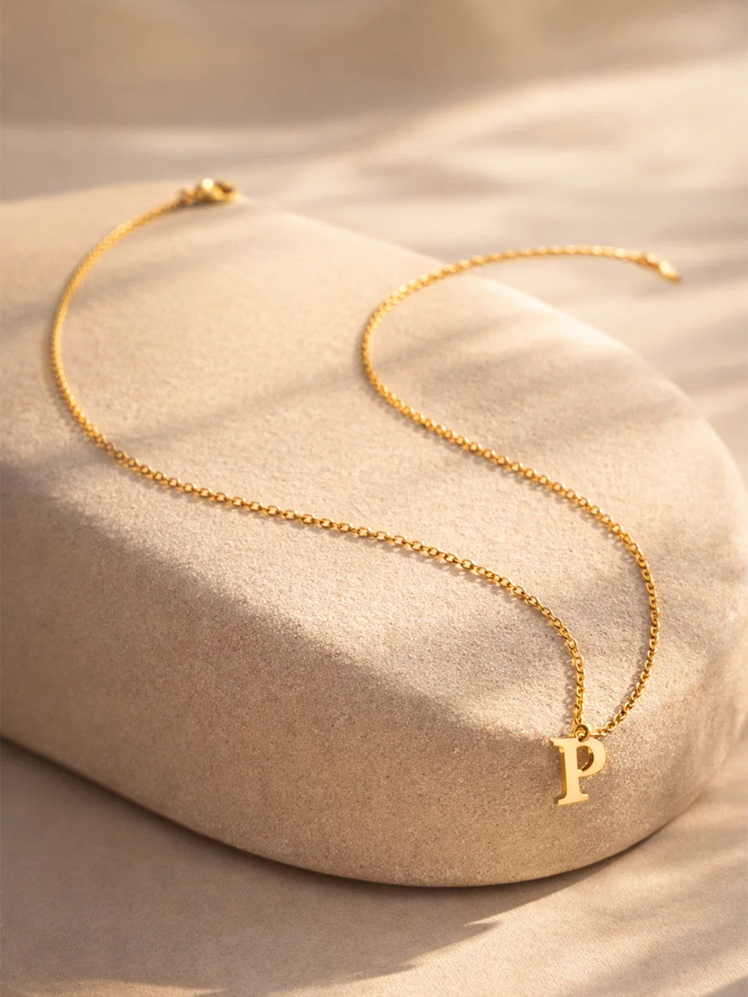 Demi Fine 18K Gold Plated Stainless steel Signature P Pendant Necklace Length - 24.5 cm
