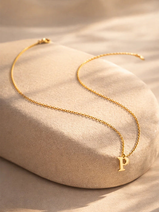Demi Fine 18K Gold Plated Stainless steel Signature P Pendant Necklace Length - 24.5 cm