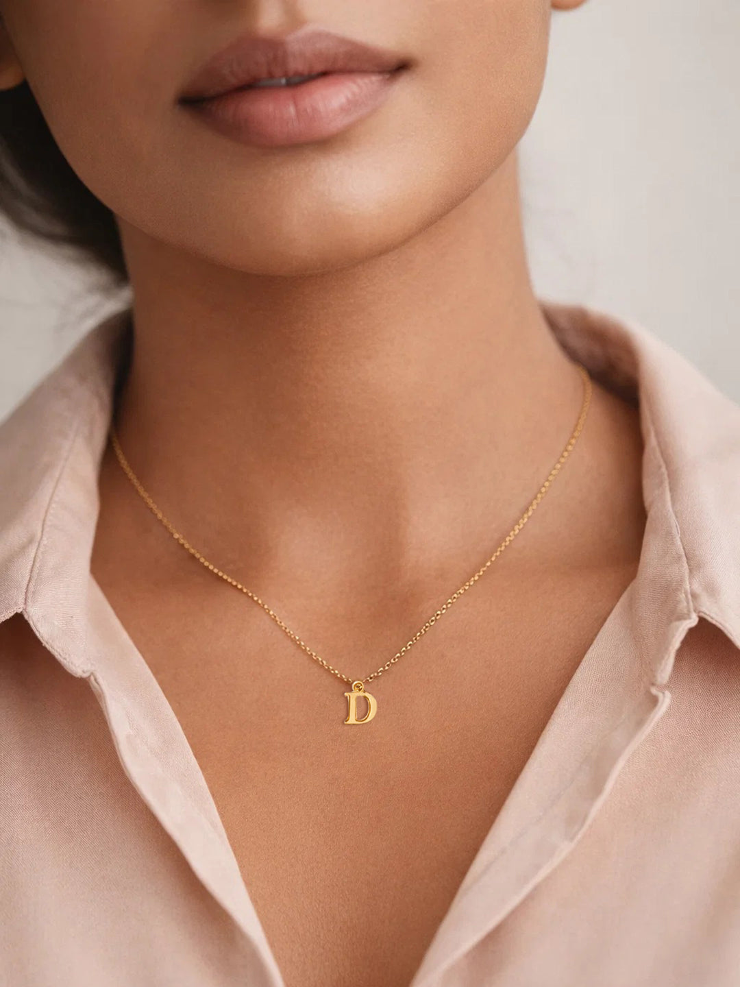 Demi Fine 18K Gold Plated Stainless steel Signature D Pendant Necklace Length - 24.4 cm