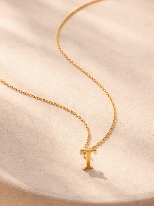 Demi Fine 18K Gold Plated Stainless steel Signature T Pendant Necklace Length - 24.4 cm