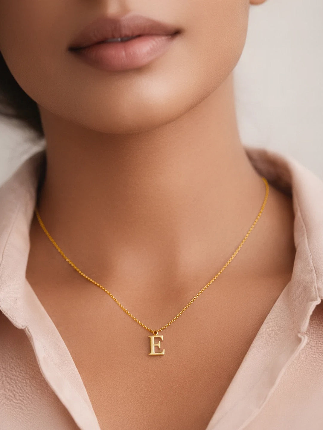 Demi Fine 18K Gold Plated Stainless steel Signature E Pendant Necklace Length - 23.8 cm