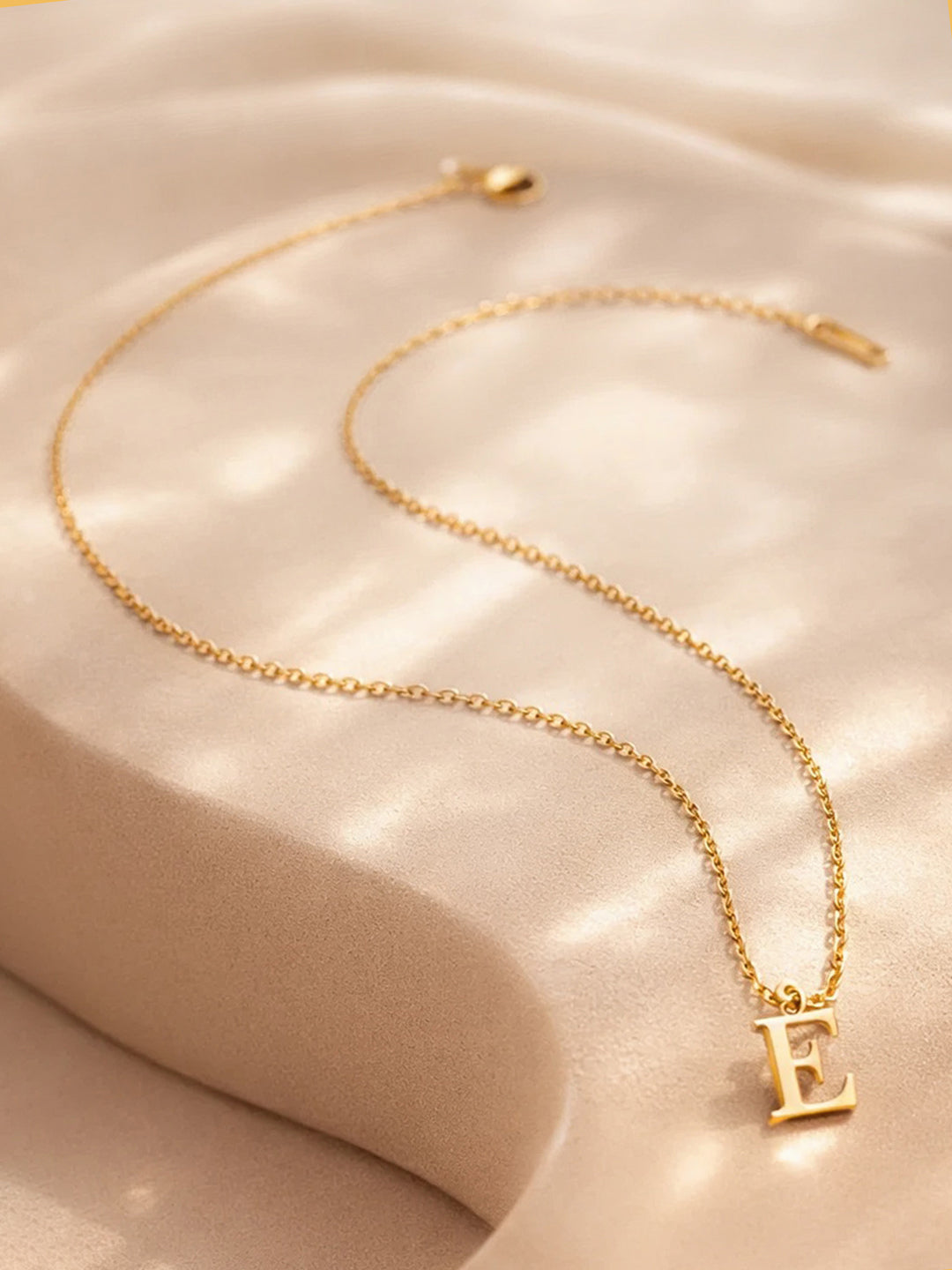 Demi Fine 18K Gold Plated Stainless steel Signature E Pendant Necklace Length - 23.8 cm