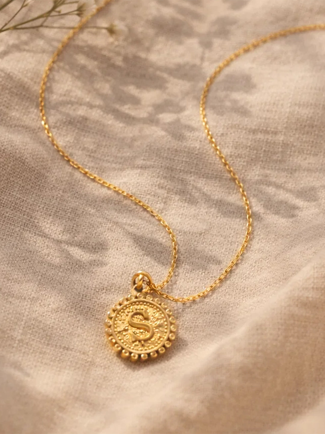 Demi Fine 18K Gold Plated Stainless steel Textured Coin S Pendant Necklace Length - 24.8 cm