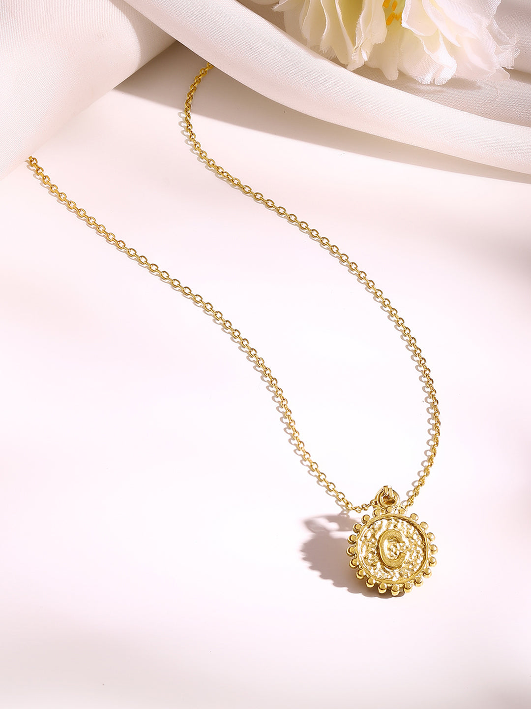 Demi Fine 18K Gold Plated Stainless steel Alphabet C Minimal Pendant Necklace フリーサイズ