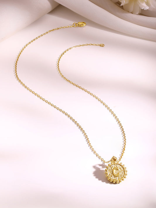 Demi Fine 18K Gold Plated Stainless steel Alphabet C Minimal Pendant Necklace フリーサイズ