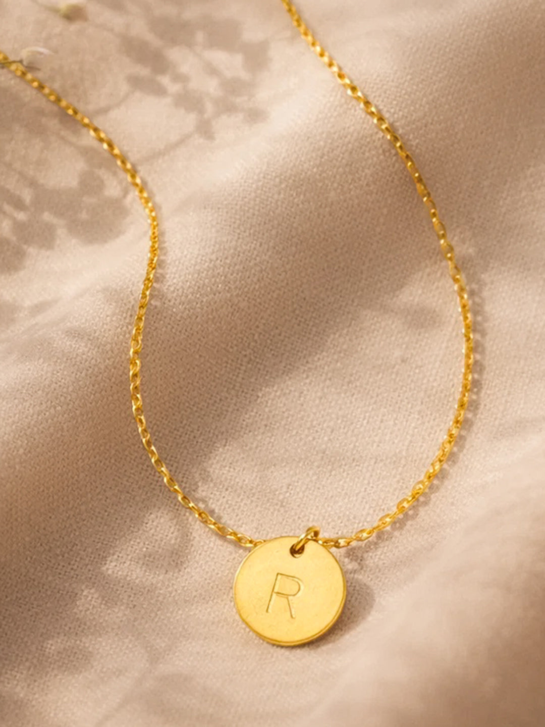 Demi Fine 18K Gold Plated Stainless steel Classic Disc R Pendant Necklace Length - 23.7 cm