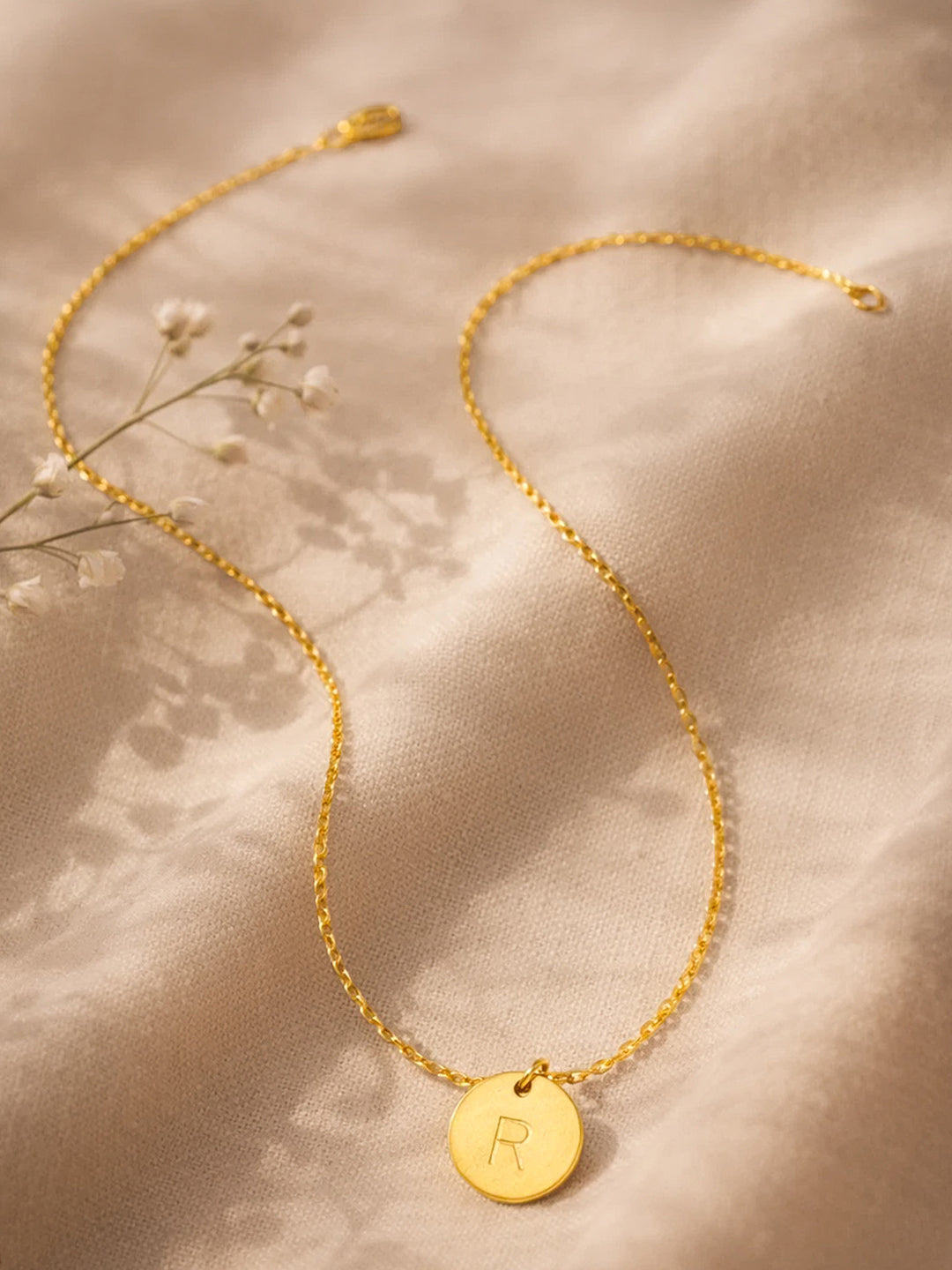 Demi Fine 18K Gold Plated Stainless steel Classic Disc R Pendant Necklace Length - 23.7 cm