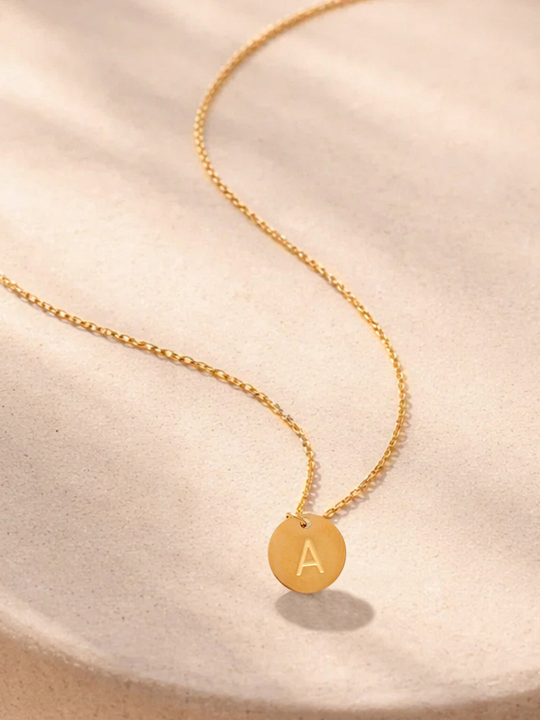 Demi Fine 18K Gold Plated Stainless steel Classic Disc A Pendant Necklace Length - 23.4 cm
