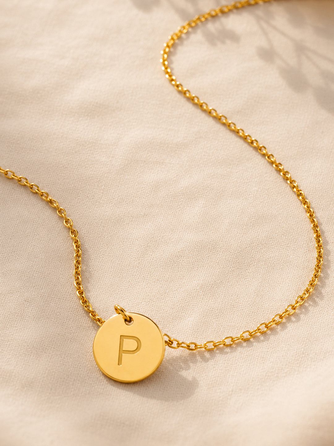 Demi Fine 18K Gold Plated Stainless steel Classic Disc P Pendant Necklace Length - 23.4 cm