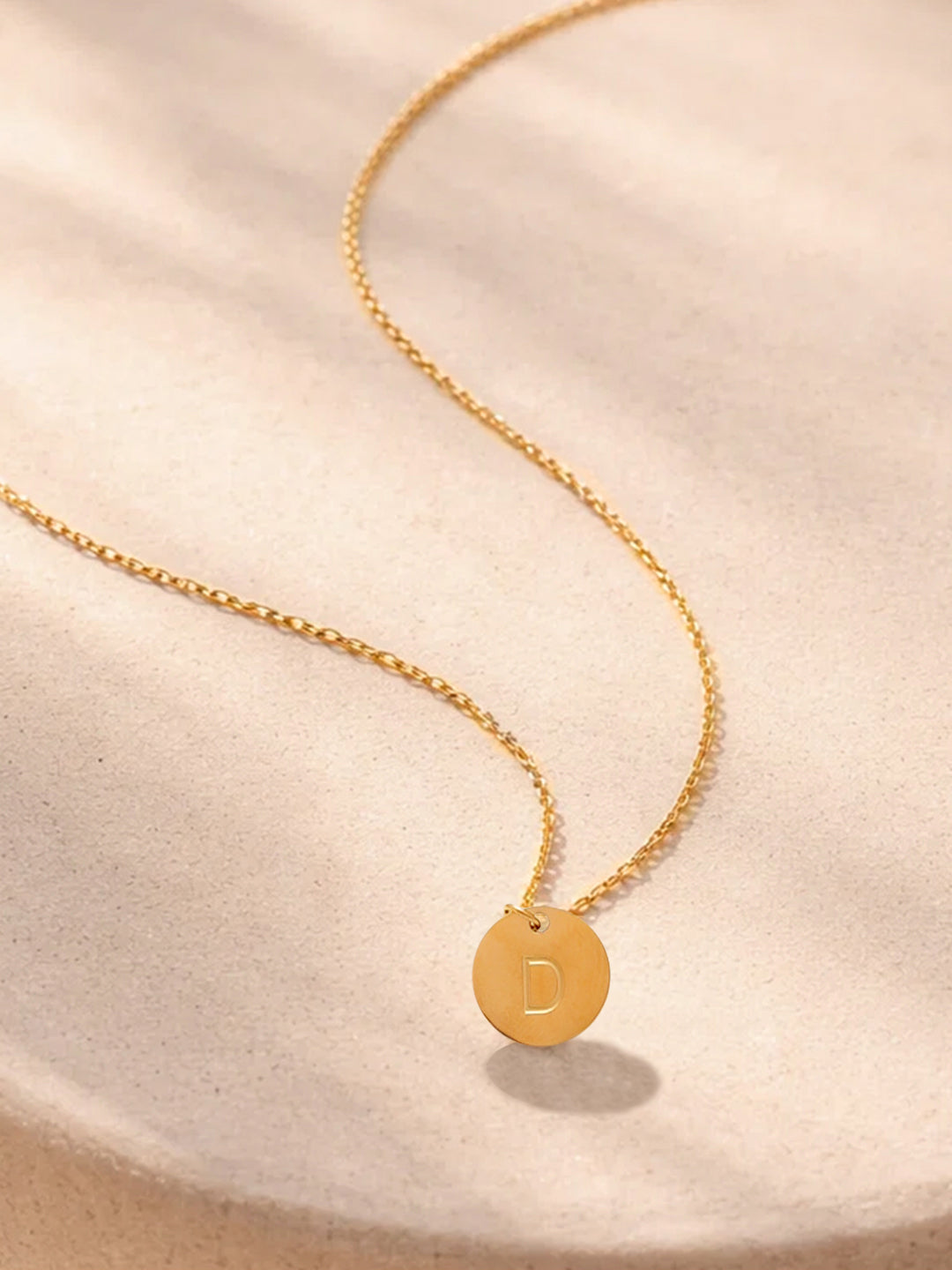Demi Fine 18K Gold Plated Stainless steel Classic Disc D Pendant Necklace Length - 23.4 cm