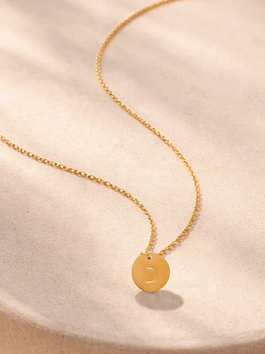 Demi Fine 18K Gold Plated Stainless steel Classic Disc D Pendant Necklace Length - 23.4 cm