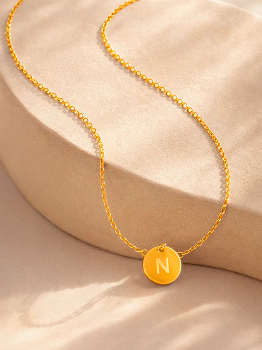 Demi Fine 18K Gold Plated Stainless steel Classic Disc N Pendant Necklace Length - 23.4 cm