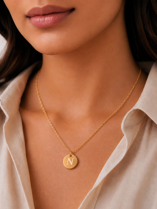 Demi Fine 18K Gold Plated Stainless steel Classic Disc N Pendant Necklace Length - 23.4 cm