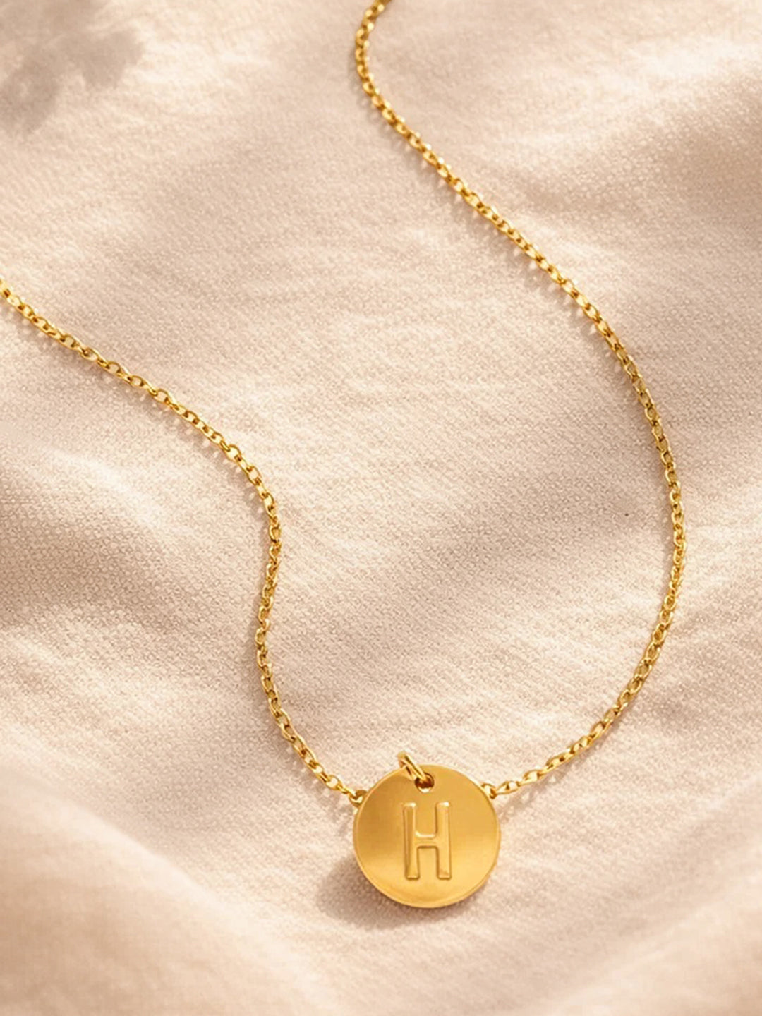 Demi Fine 18K Gold Plated Stainless steel Classic Disc H Pendant Necklace Length - 23.4 cm