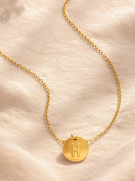 Demi Fine 18K Gold Plated Stainless steel Classic Disc H Pendant Necklace Length - 23.4 cm