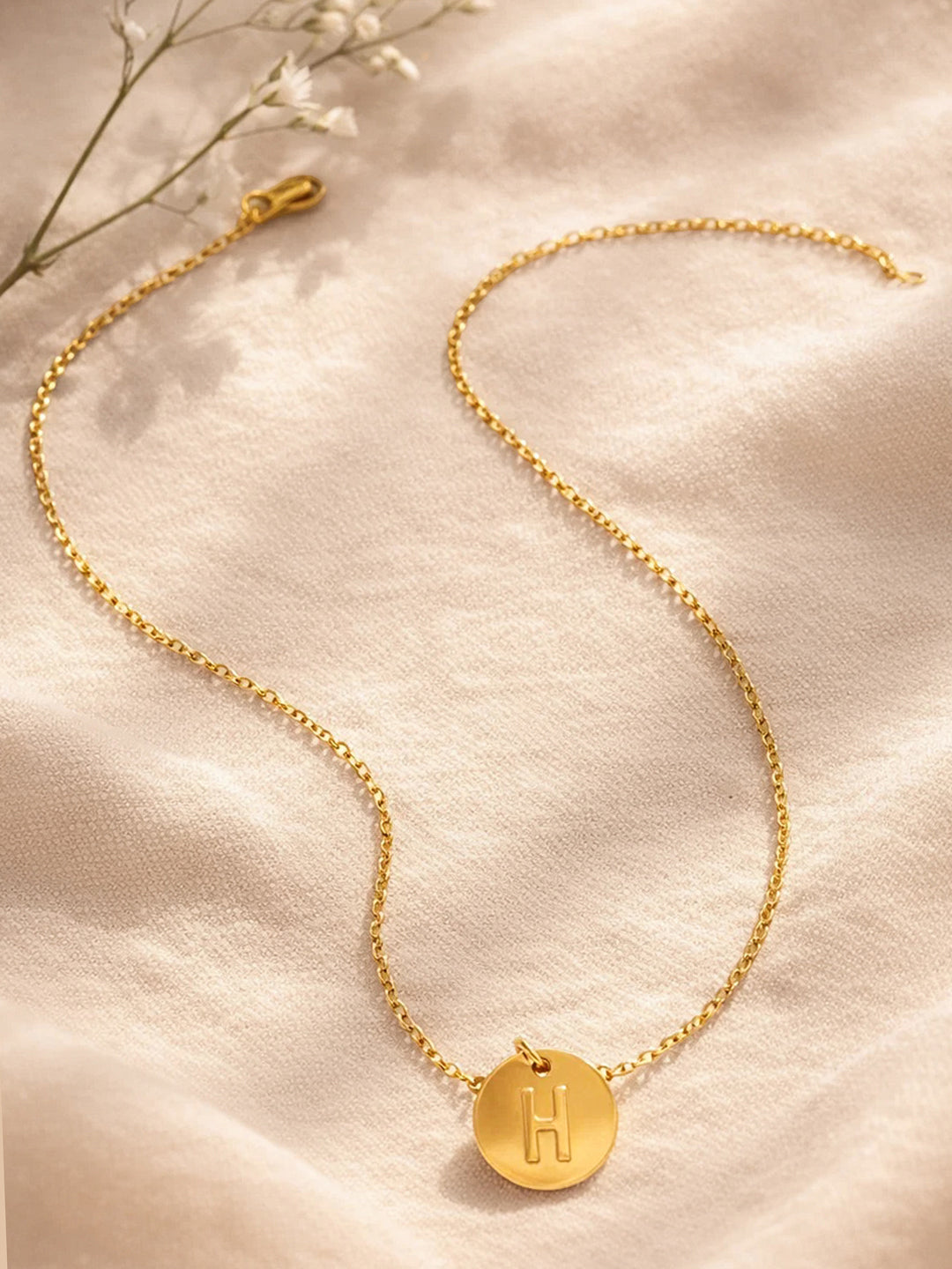 Demi Fine 18K Gold Plated Stainless steel Classic Disc H Pendant Necklace Length - 23.4 cm