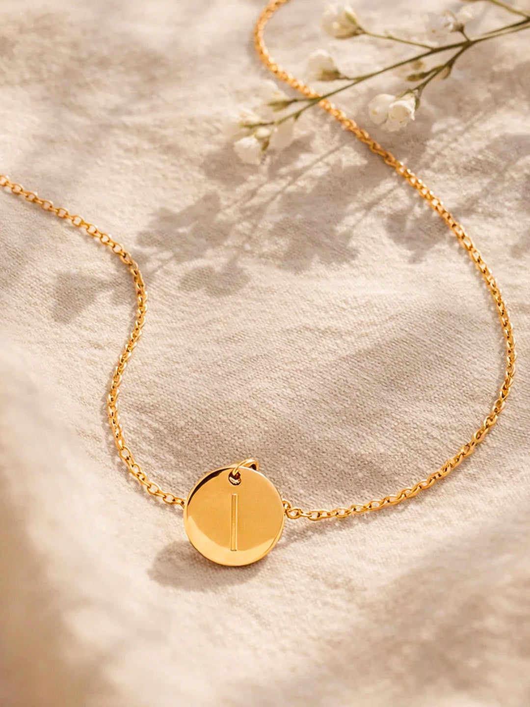Demi Fine 18K Gold Plated Stainless steel Classic Disc I Pendant Necklace Length - 23.4 cm