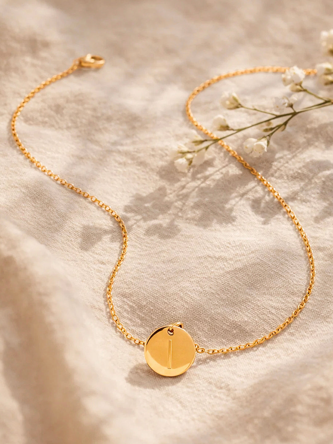 Demi Fine 18K Gold Plated Stainless steel Classic Disc I Pendant Necklace Length - 23.4 cm