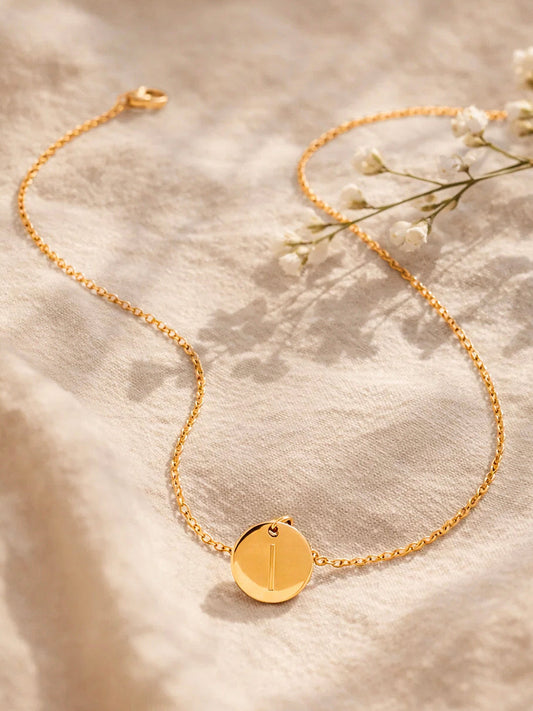 Demi Fine 18K Gold Plated Stainless steel Classic Disc I Pendant Necklace Length - 23.4 cm