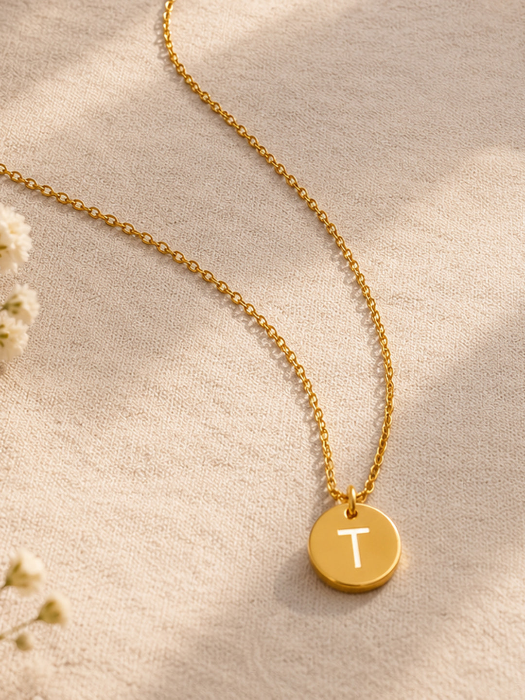 Demi Fine 18K Gold Plated Stainless steel Classic Disc T Pendant Necklace Length - 23.4 cm
