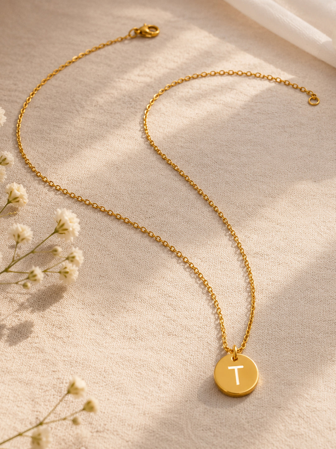 Demi Fine 18K Gold Plated Stainless steel Classic Disc T Pendant Necklace Length - 23.4 cm