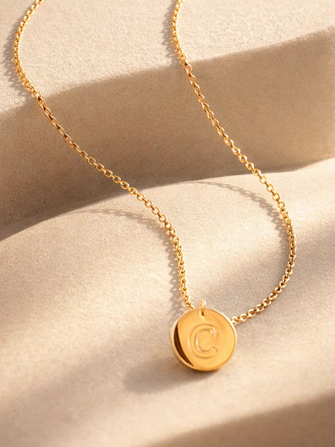 Demi Fine 18K Gold Plated Stainless steel Classic Disc C Pendant Necklace Length - 23.4 cm