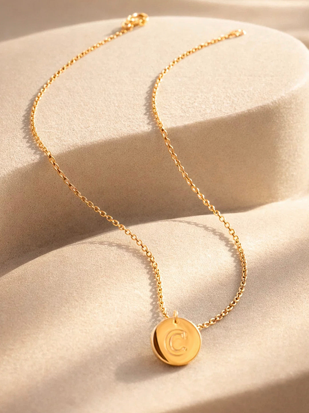 Demi Fine 18K Gold Plated Stainless steel Classic Disc C Pendant Necklace Length - 23.4 cm