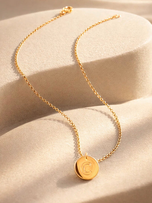 Demi Fine 18K Gold Plated Stainless steel Classic Disc C Pendant Necklace Length - 23.4 cm