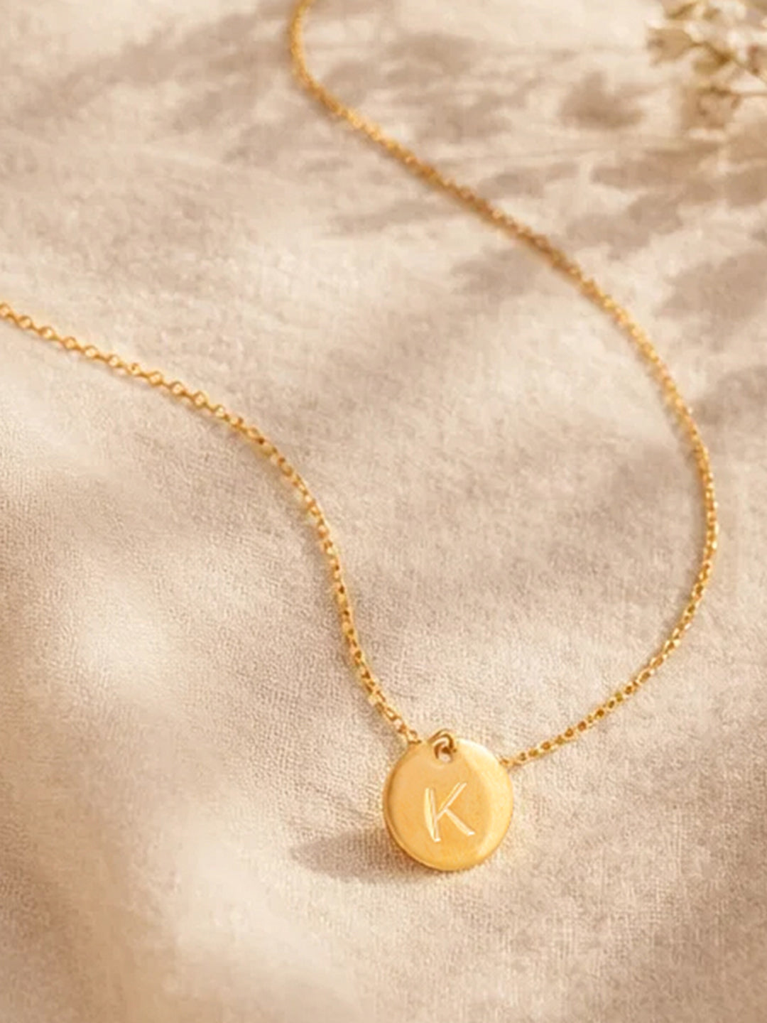 Demi Fine 18K Gold Plated Stainless steel Classic Disc K Pendant Necklace Length - 24 cm