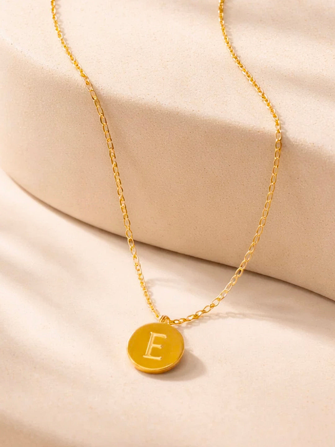 Demi Fine 18K Gold Plated Stainless steel Classic Disc E Pendant Necklace Length - 23.4 cm