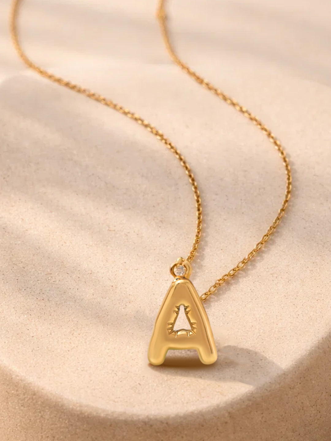 Demi Fine 18K Gold Plated Stainless steel Minimal Balloon A Necklace Length - 25.5 cm