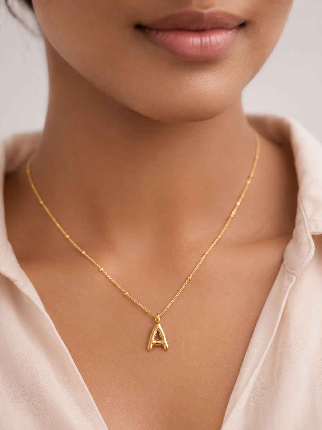 Demi Fine 18K Gold Plated Stainless steel Minimal Balloon A Necklace Length - 25.5 cm