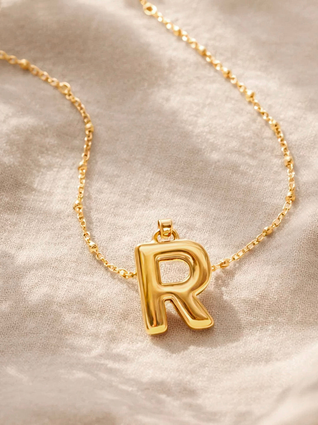 Demi Fine 18K Gold Plated Stainless steel Minimal Balloon R Necklace Length - 22 cm