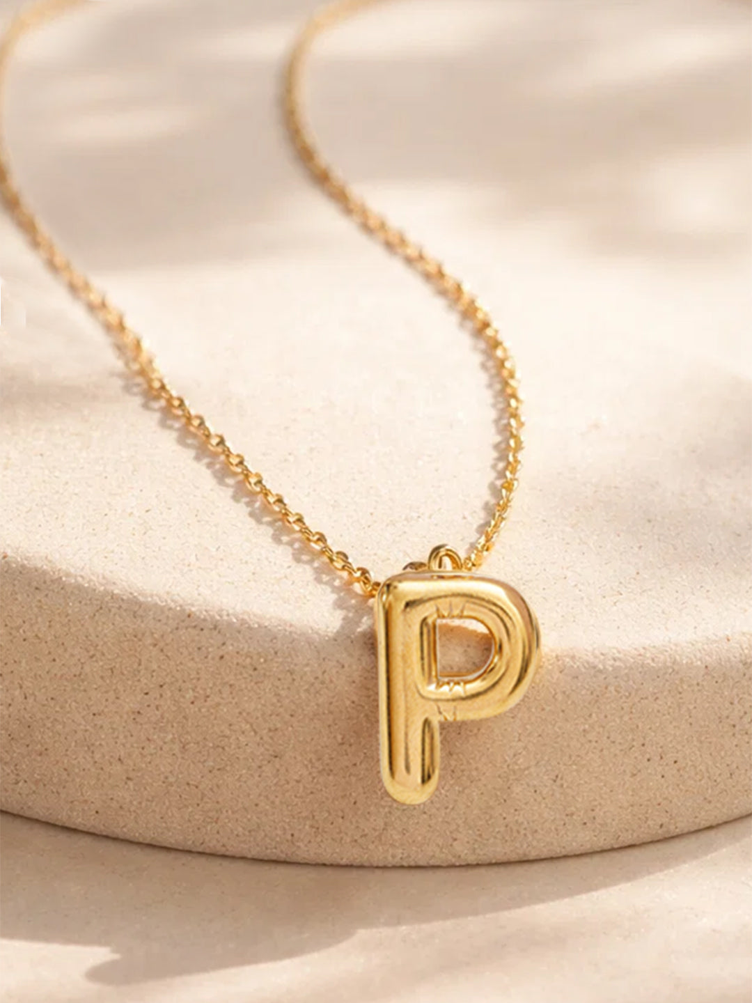 Demi Fine 18K Gold Plated Stainless steel Minimal Balloon P Necklace Length - 25.5 cm