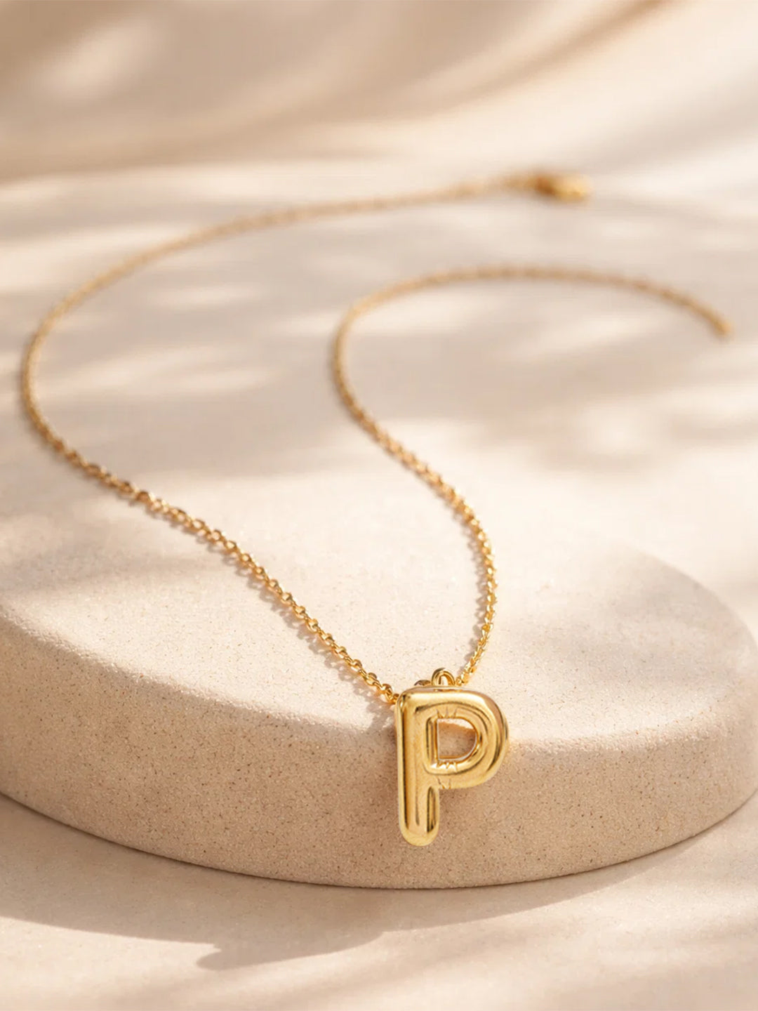 Demi Fine 18K Gold Plated Stainless steel Minimal Balloon P Necklace Length - 25.5 cm
